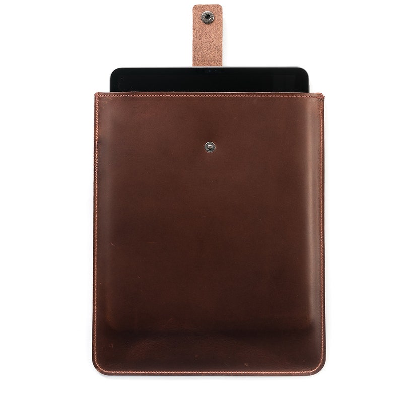 Leather iPad Sleeve with Strap in Whiskey Leather tablet case Vertical ipad brown leather sleeve Minimalist leather ipad case