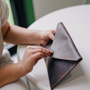 Minimalist Leather Clutch Handmade Leather Clutch Purse Leather Envelope Clutch Bag Leather Envelope Purse Simple Evening Bags image 7