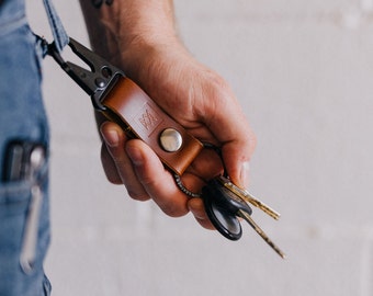 Leather Tactical Keychain | Leather Key Ring for Men | Leather Keychain | Stocking Stuffers | Minimalist Leather Keychain | Leather Keyring