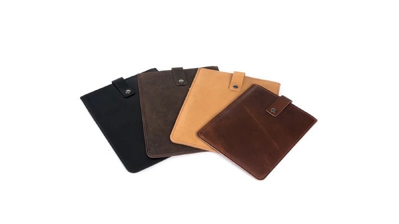 Leather iPad Sleeve with Strap in Whiskey Leather tablet case Vertical ipad brown leather sleeve Minimalist leather ipad case