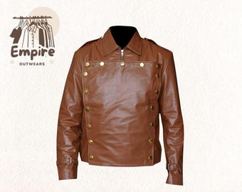 Jaqueta Bomber Aviador Rocketeer Masculina de Edição Limitada – Billy Campbell Casaco Cliff em Couro Marrom