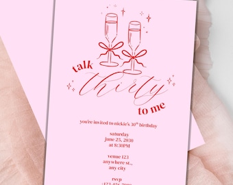 Talk Thirty to Me Birthday Invitation | 30th Birthday Party Invite | Digital Download | Editable Canva Template