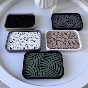 Minimalistisch 3D-geprint zeepbakje | Met afvoerrooster en antislip | Duurzame zeephouder voor badkamer en keuken | Modern cadeau-idee met houtlook