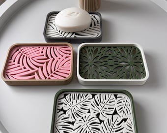 Portasapone minimalista stampa 3D | Scolapiatti e antiscivolo | Portasapone sostenibile per bagno e cucina | Idea regalo effetto legno moderno