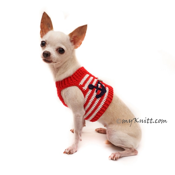 Nautical Red White And Blue Anchor Dog Harness Vest Clothes Apparel 