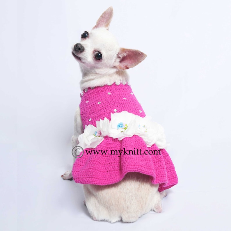 Flower Dog Bridesmaid Dress Pink With Shiny Rhinestones Etsy