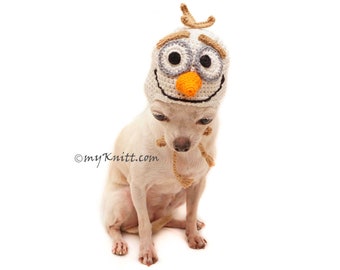 Olaf Hat Crochet for Dog Cats, Olaf Dog Hat Crochet, Frozen Olaf Dog Hat Winter, Frozen Dog Costume, Chihuahua Hat, Puppy Hat by Myknitt