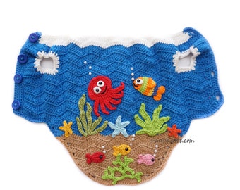 Under The Sea Crochet Dog Clothes, Sea Fish Crochet, Octopus Crochet, Chihuahua Clothes Custom Myknitt DF222 - Free Shipping