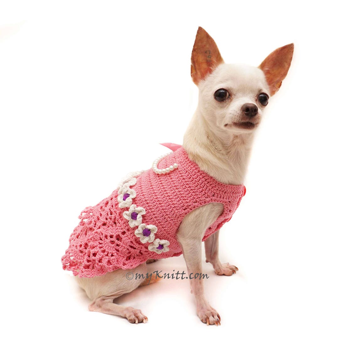 Pink Peach Girly Dog Dress with Ruffle Crochet Peach Dog Etsy