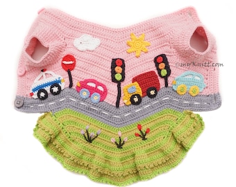 Dog Clothes Girl Pink Car Crochet Accessories, Truck Crochet, Traffic Crochet, Dog Harness, Chihuahua Clothes DF224 Myknitt Free shipping