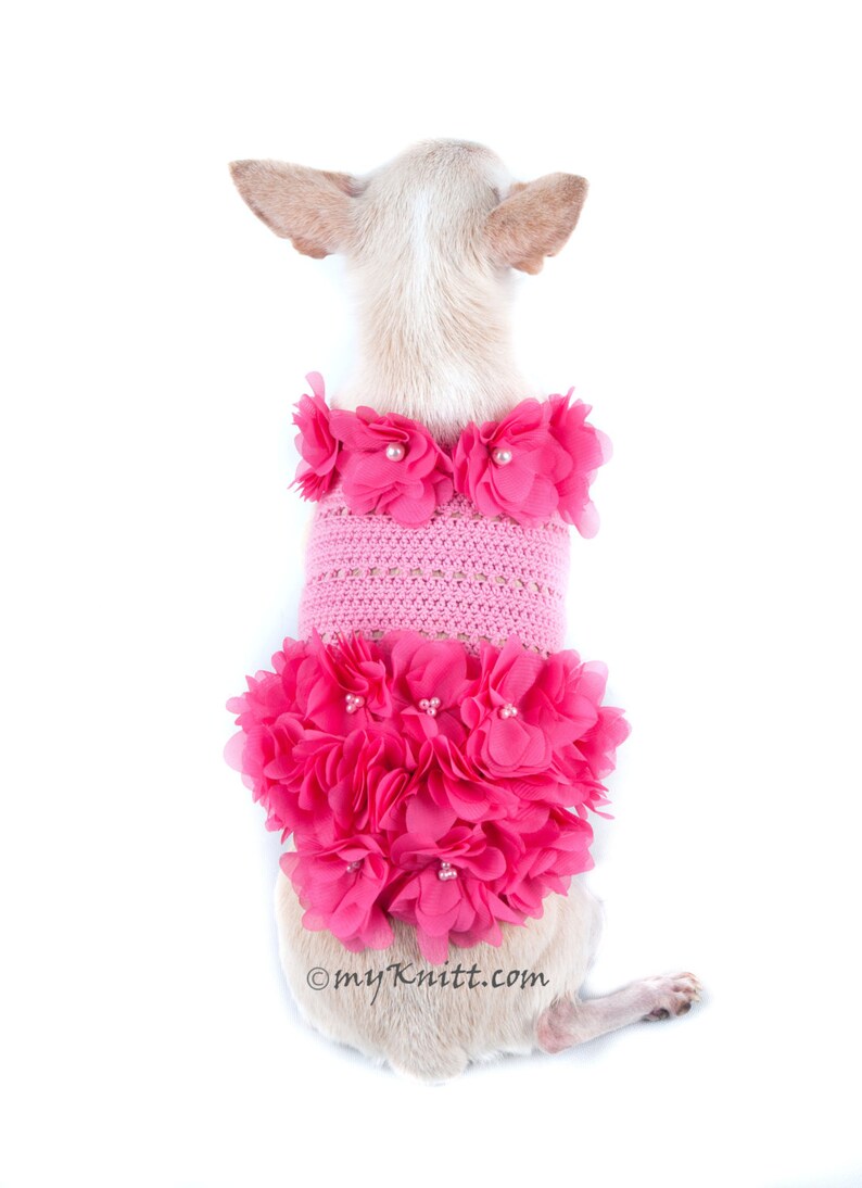 Dog Dress Pink Dog Clothes Flowers Pet Clothing Puppy Clothes Etsy