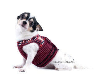 Adjustable Dog Harness No Pull, Burgundy Chihuahua Harness, Puppy Collar, Pet Training Collar, Cat Clothes Myknitt DH70 - Free Shipping