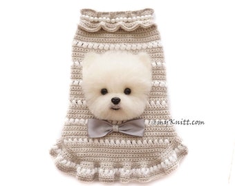 Custom Dog Dress Pomeranian Portrait Needle Felting, Pomeranian Dog Selfie Sweater, Portrait Dog Clothes 3D47 Myknitt Free Shipping