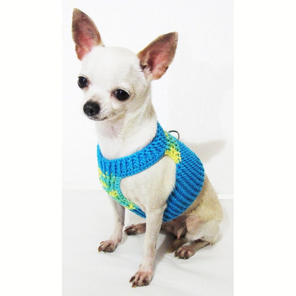 Choke Free Soft Dog Harness, Cotton Dog Harness, Hand Crochet Pet Collar, Cat Harness, Cat Collar, Puppy Harness DH44 Myknitt Free Shipping