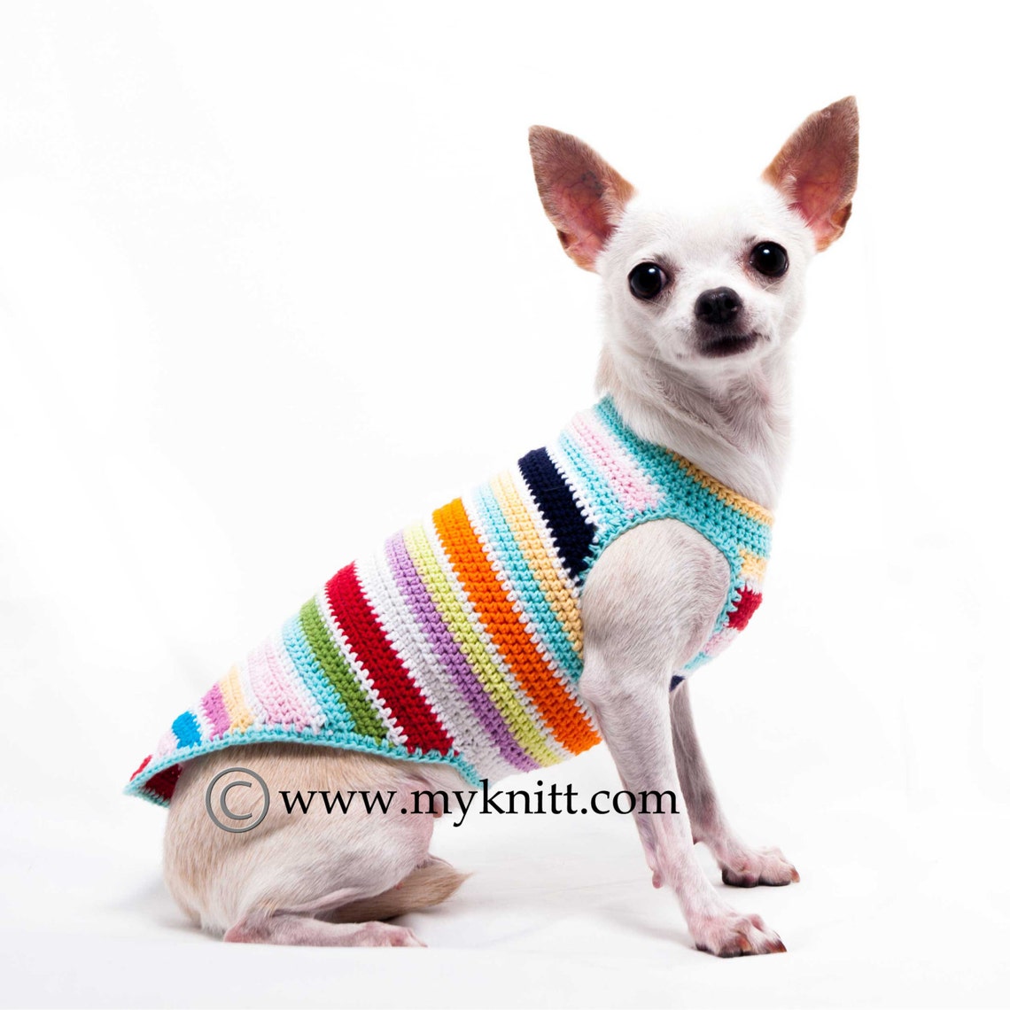 Rainbow Teacup Dog Clothes Cute Chihuahua Sweater Pet Etsy