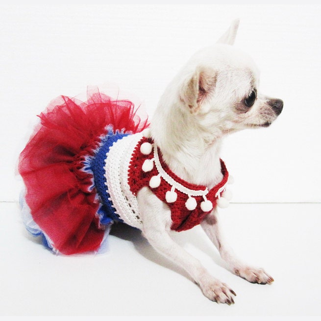 4th of July stars and stripes dress red white and blue stars and stripes 4th of July dog dress cat dress made in the USA ships from the US