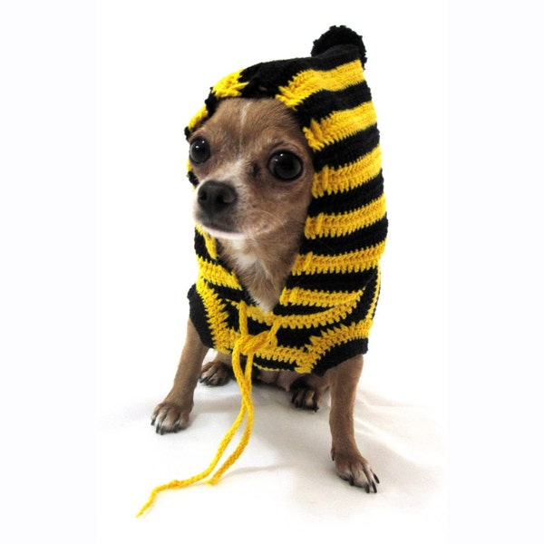 Bumble Bee Dog Costume Haloween, Dog Hoodie Poncho, Crochet Dog Sweater, Chihuahua Clothes, Dachshund, Yorkie DK885 par Myknitt Livraison gratuite