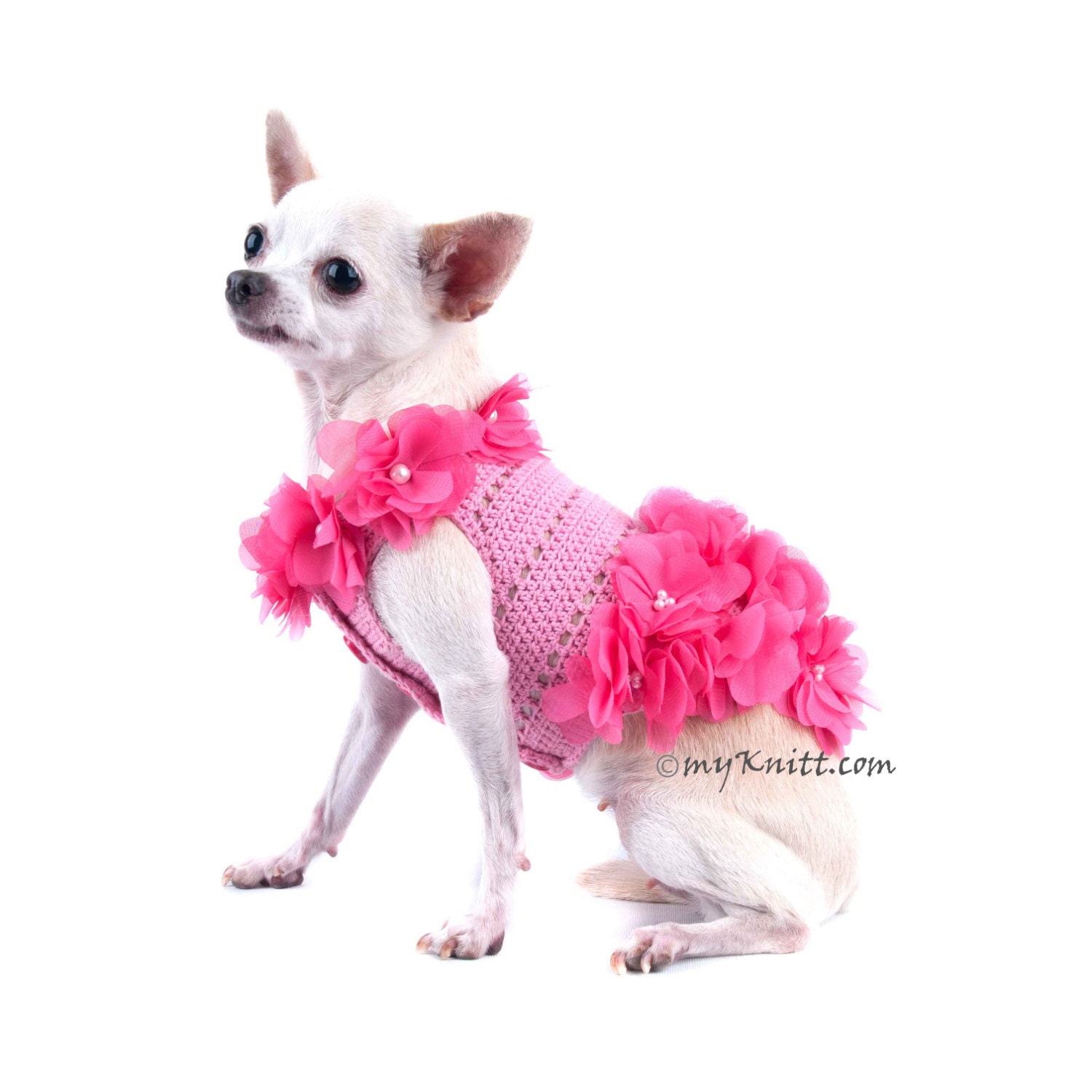 Dog Dress Pink Dog Clothes Flowers Pet Clothing Puppy Clothes 