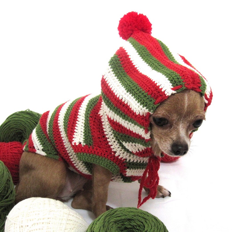 Christmas Dog Hoodie Hand Crochet Cute Dogs Clothes Pet Etsy
