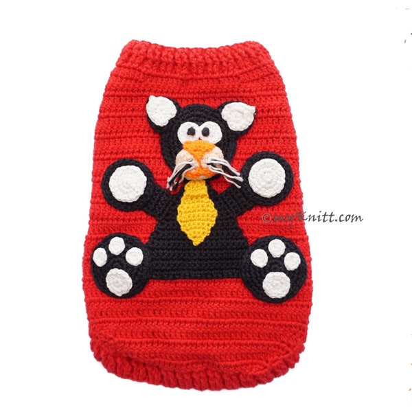 Pussy Cat Crochet Clothes Pet, Funny Cat Crochet Applique, Cat Clothes, Dog Sweater,  DF192 Myknitt - Free Shipping