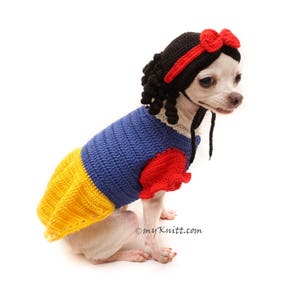 Princess Dog Costume, Crochet Dog Hat, Curly Pet Wig Crochet, Cat Clothes, Custom Fit, Chihuahua, Dachshund DF123 Myknitt - Free Shipping