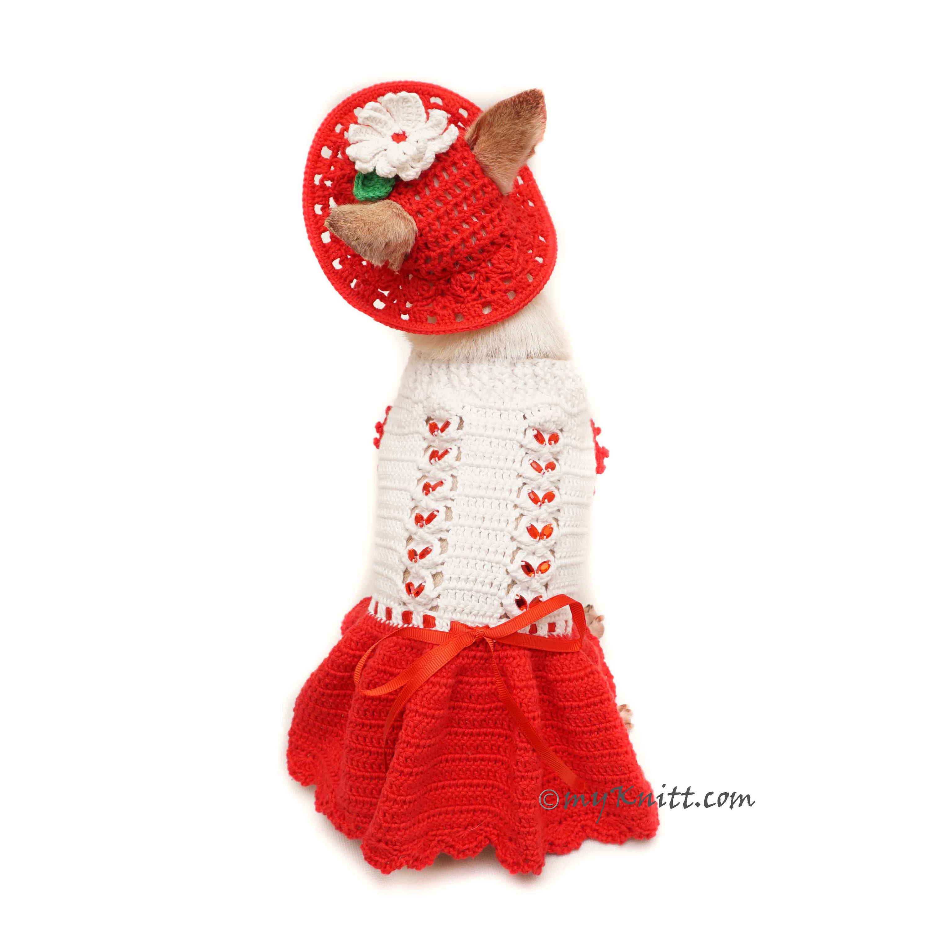 Dog Dress Crochet With Sun Hat 