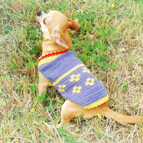 Dog Clothes Crochet Flower Pattern, Chihuahua Sweater, Puppy Clothes, Dog Clothing Large, Small Dog Clothes, Large Dog DK818 Free Shipping