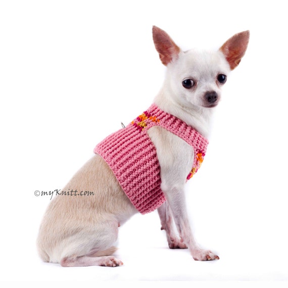 Peach Dog Harness Pink Chihuahua Collars Cotton Handmade | Etsy