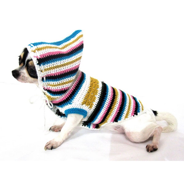 Bohemian Dog Hoodie, Cute Dog Pajamas, Cotton Chihuahua Clothes,  Handmade Dog Clothes, Custom Dog Sweater DK896 Myknitt - Free Shipping