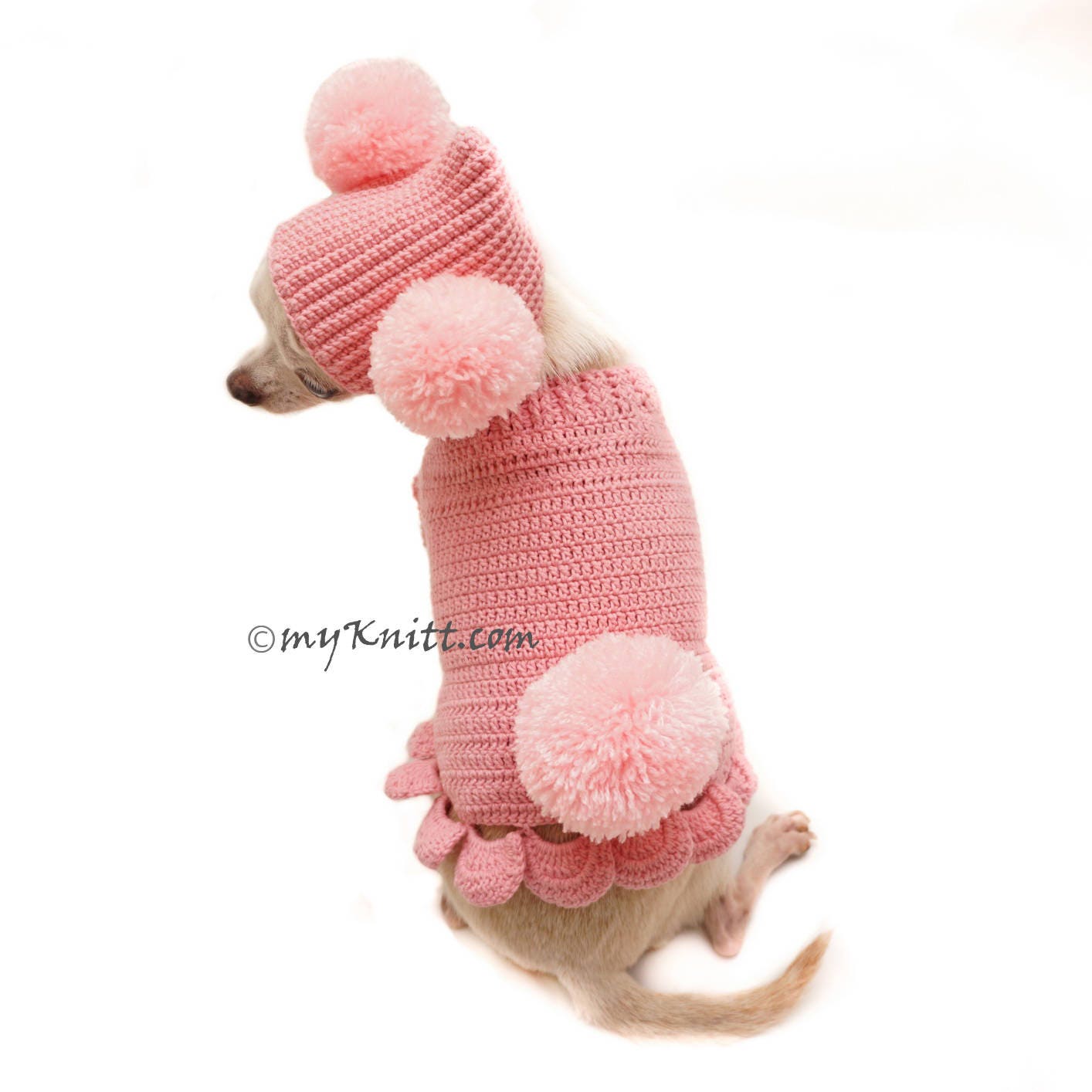 Pink Dog Clothes Cute Bunny Pet Costume With Pom Pom Dog Hat Etsy