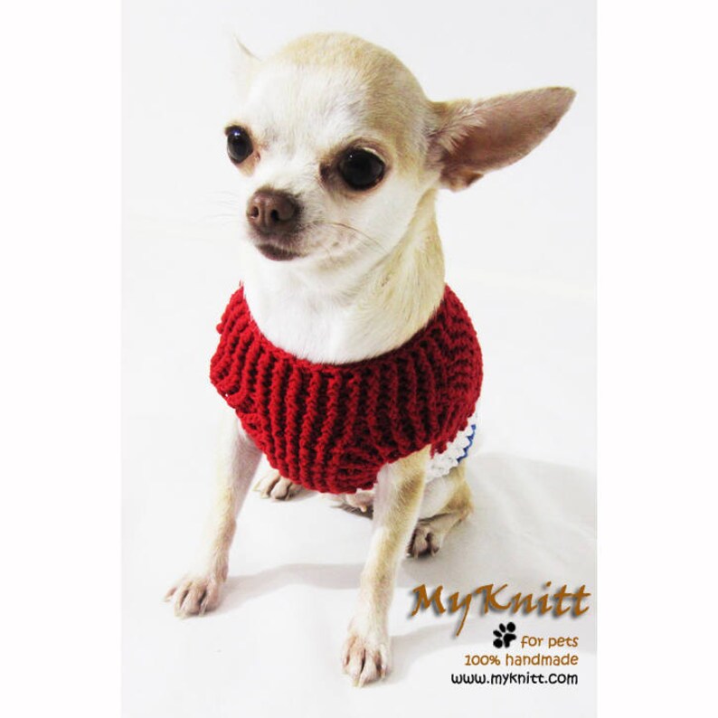 Red White Blue Knitted Dog Sweater Size Medium July 4th Dog Etsy