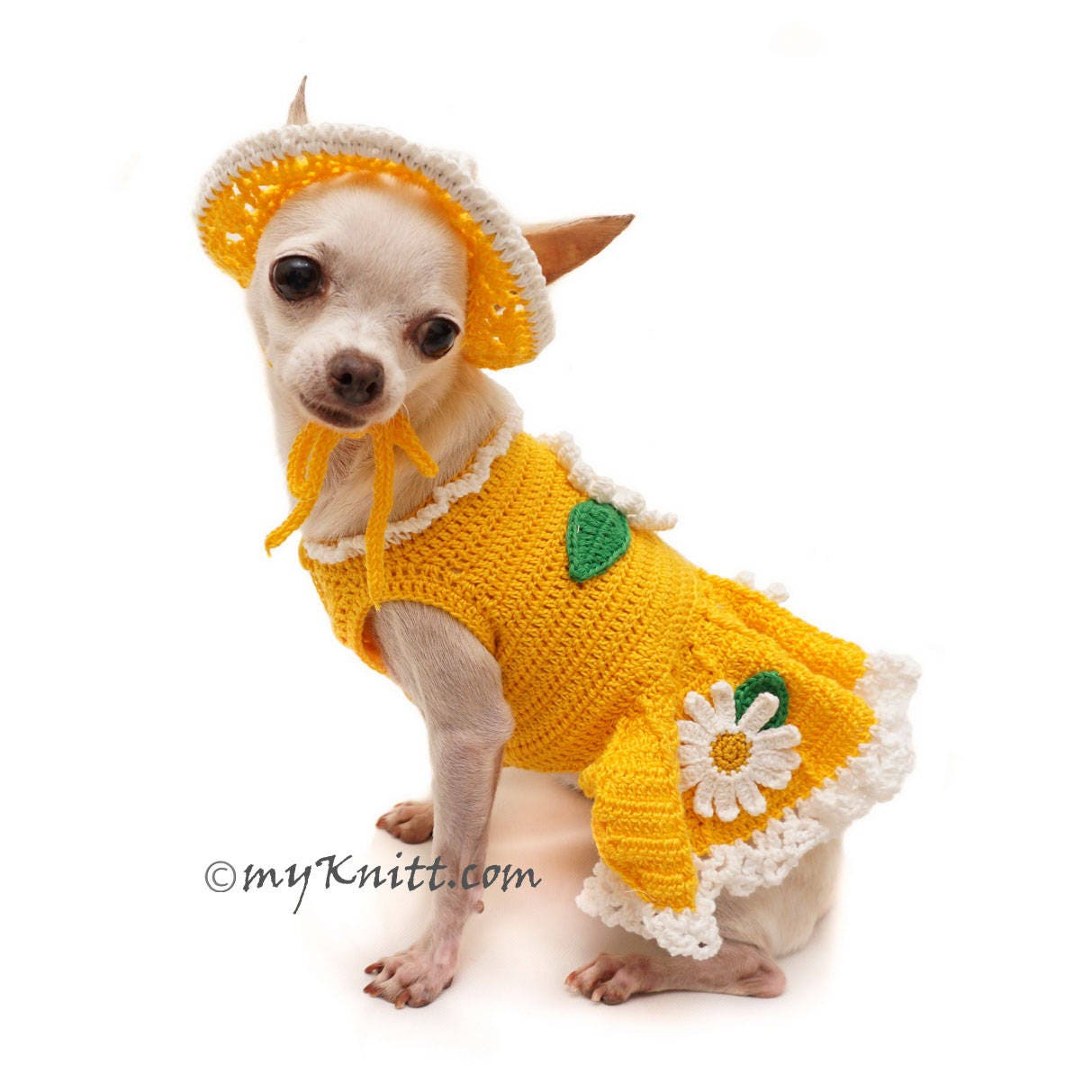 Cute Dog Clothes Yellow Fun Dog Dress Crochet Chihuahua Etsy