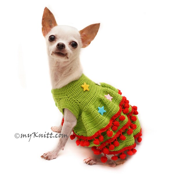 Red Sparkly Christmas Santa Chihuahua Dog Dress Clothing