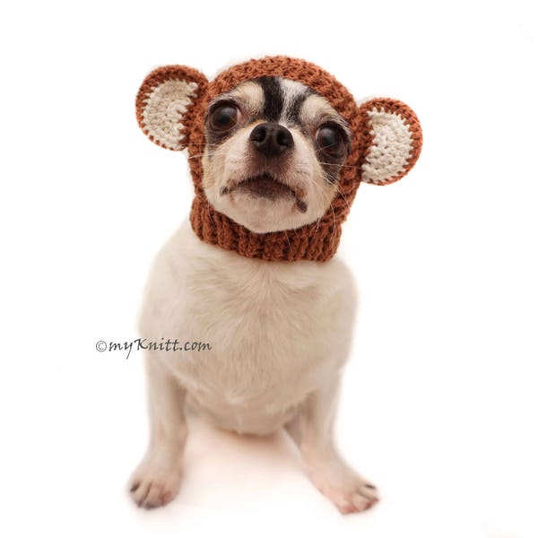 Monkey Dog Hat, Pink Sock Monkey Dog Costume, Monkey Hat Crochet, Chihuahua Hat, Cat Hat, Puppy Beanie DB8 Myknitt - Free Shipping