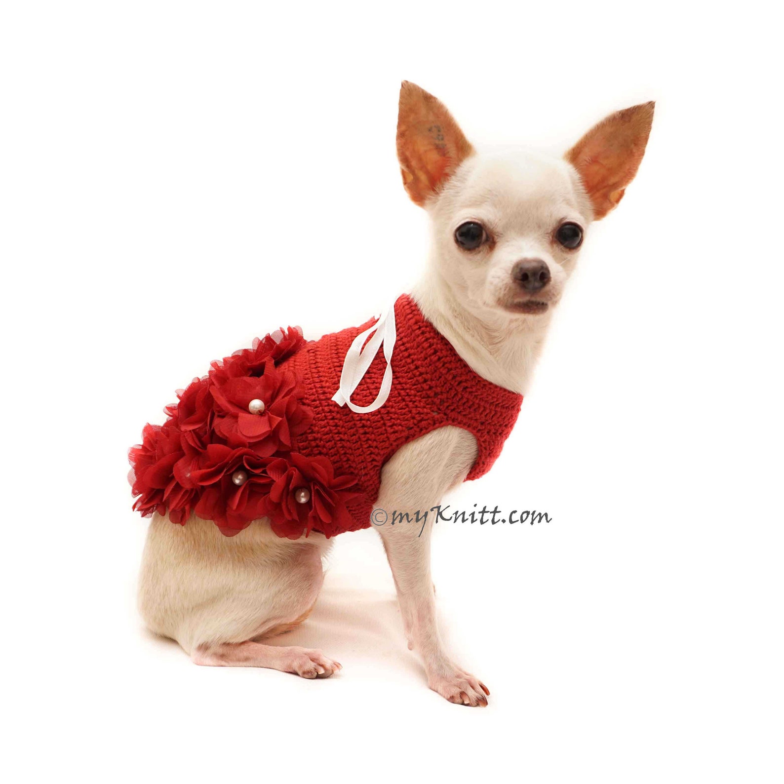 Dog Dress Wedding Burgundy Dog Dress Flower Pearls Maroon Etsy
