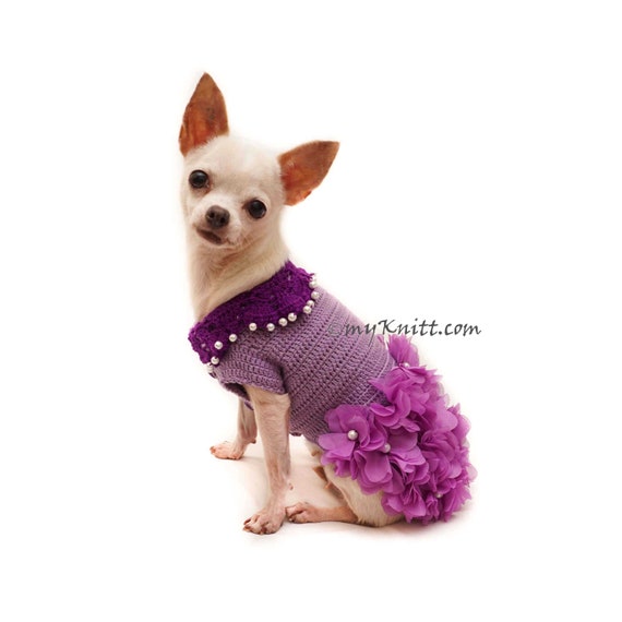 Púrpura Chihuahua vestido crochet vestido - Etsy España