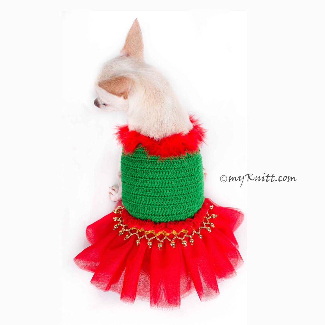 Christmas Dog Dress Tutu Red and Green Chihuahua Clothes Etsy
