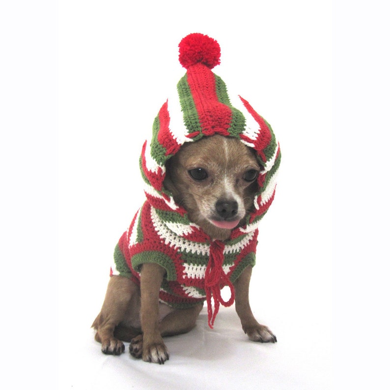 Christmas Dog Hoodie Hand Crochet Cute Dogs Clothes Pet | Etsy