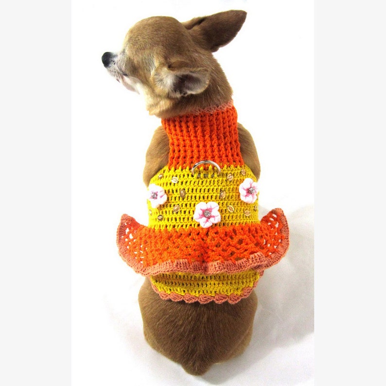 Cute Dog Clothes Crochet Dog Dress Tutu Pet Dress Harness Etsy