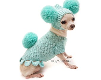 Bunny Easter Dog Outfit, Cute Bunny Pet Costume, Pom Pom Dog Hat, Crochet Dog Sweater, Chihuahua Clothes, Yorkie, Dachshund DF109 Myknitt