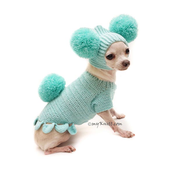 Traje de perro de Pascua de conejito, lindo disfraz de mascota de conejito, sombrero de perro con pompón, suéter de perro de ganchillo, ropa de chihuahua, yorkie, perro salchicha DF109 Myknitt