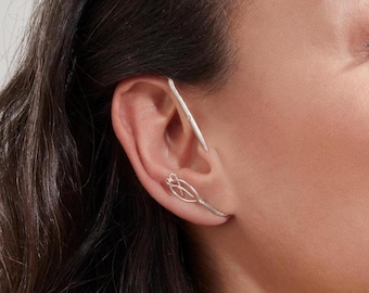 Ear Cuff sem piercing, brinco de prata 925 feito à mão com pedra brilhante, joia de brinco único