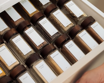 Minimalist French Spice Labels • Set of 45 Stickers • Kitchen Organization • Spice Jars • Waterproof