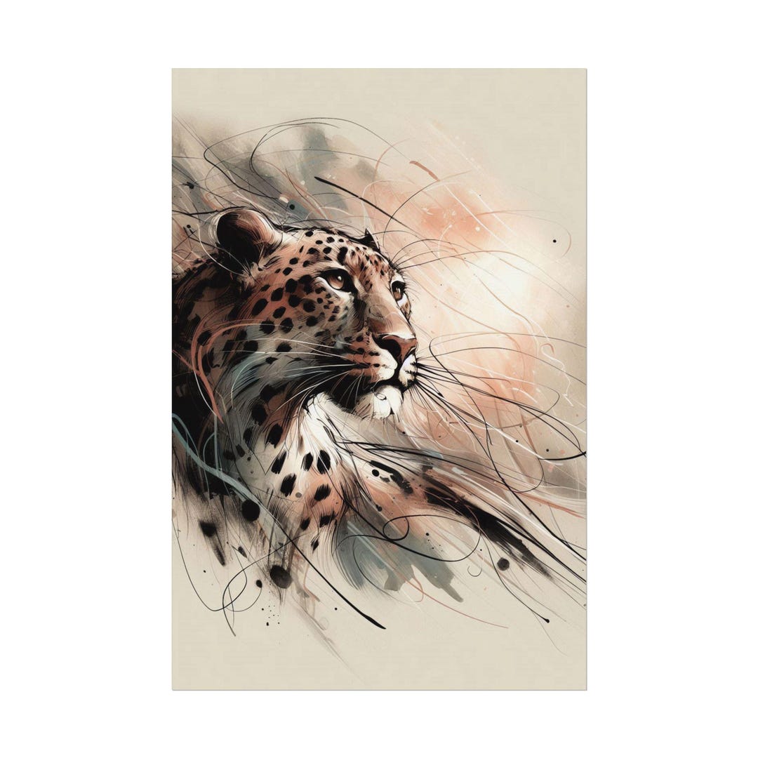 Dreamlike Leopard Illustration | Soft Ink Wash & Pastel Palette | Art ...