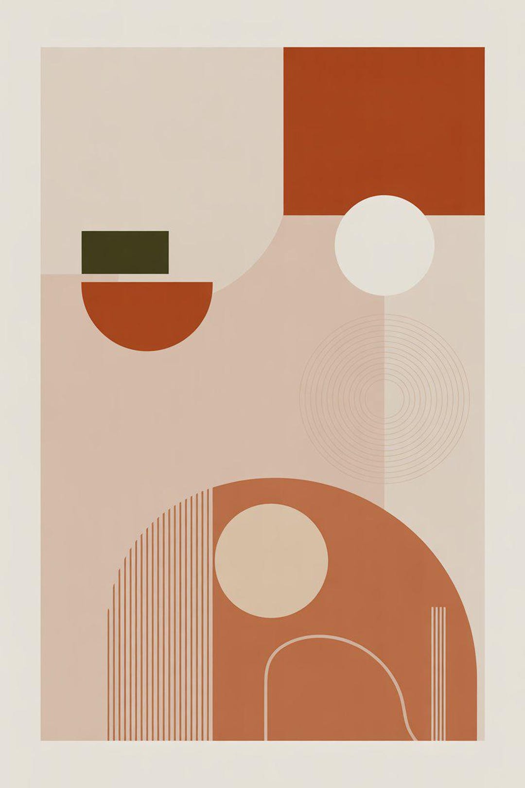 Minimalist Abstract Wall Art Print | Beige & Terracotta Geometric ...