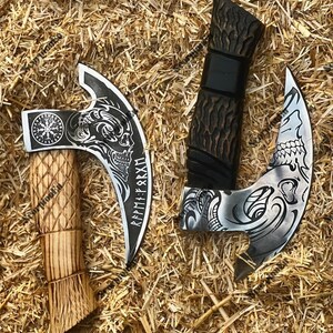 Handmade Pizza Axe Set Viking Inspirp Pizza Cutter Fun Kitchen Tool Custom Pizza Axe Slicer Gift For Dad or boyfriend Gift for Lovres