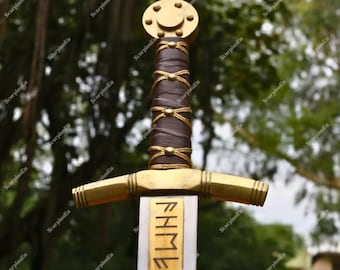 Handgeschmiedet von Merlin Excalibur Replik-Schwert: Edelstahlklinge Bestes Geschenk