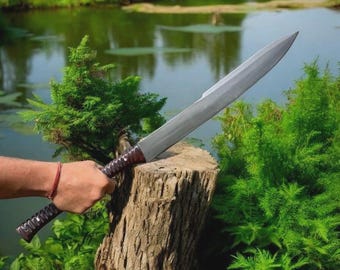 Espada machete táctica con hoja de acero al carbono forjada a mano personalizada/espada de caza para acampar