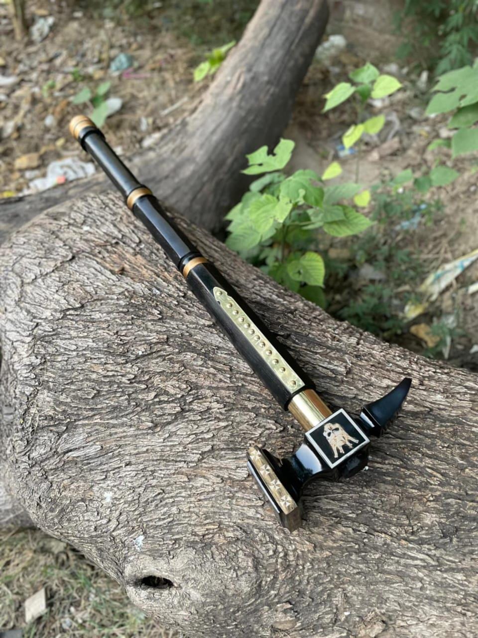 Hand Forged Viking Hammer Engraved Black & Gold Ceremonial War Hammer gift for boyfriend