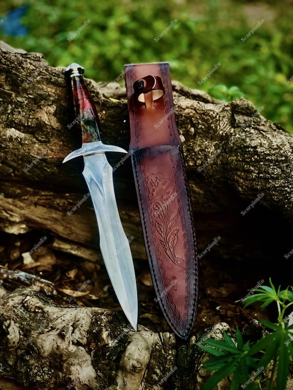 Professional Chef Knife Set – Forged High Carbon Steel with Blue Resin & Leather Sheath